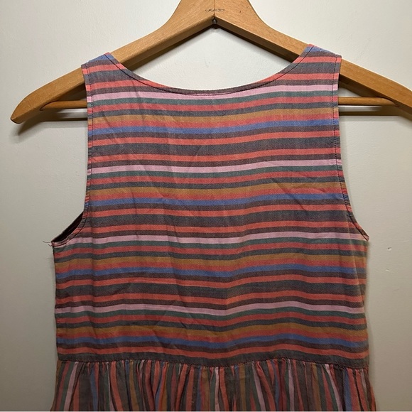 Madewell Scoopneck Tank Dress in Rainbow Stripe Size XS - Picture 9 of 16